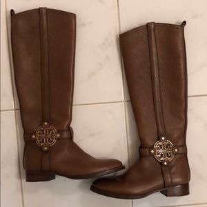 Tory Burch brown leather riding boots